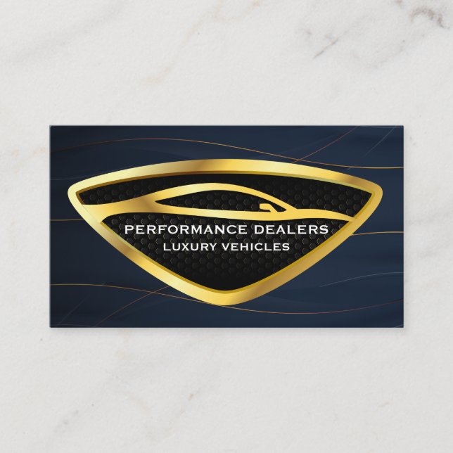 Gold Auto Car Logo | Gold Dark Blue Background Business Card (Front)