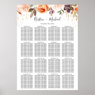 Gold Automne Floral 16 Tables Mariage Tableau de s