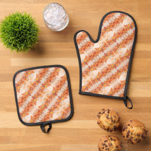 Gold Autumn Leaves Oven Mitt & Pot Holder Set