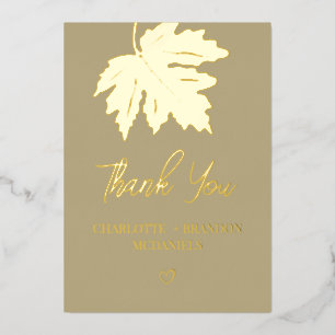 Gold Autumn Maple Leaf Wedding Thank You