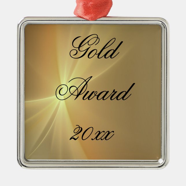 Gold Award Christmas Ornament Metal Square Custom (Front)