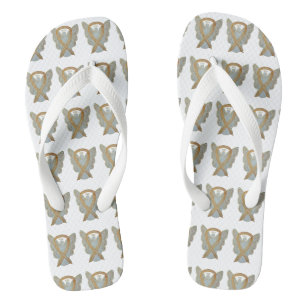 Gold Awareness Ribbon Angel Custom Flip Flops