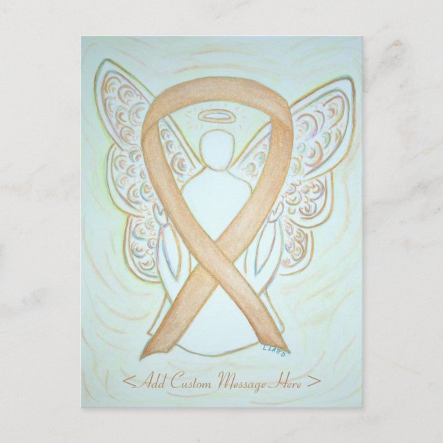 Gold Awareness Ribbon Angel Custom Postcard (Front)