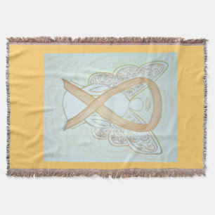 Gold Awareness Ribbon Angel Custom Throw Blanket