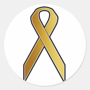 Gold Awareness Ribbon Classic Round Sticker