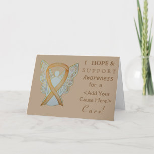 Gold Awareness Ribbon Custom Cause Angel Cards