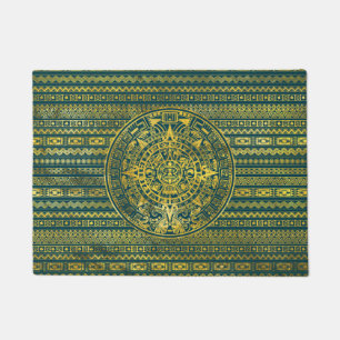 Gold  Aztec Inca Mayan Calendar Doormat