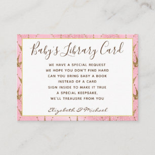 Gold Baby Library Book Request Pink Gold Princess Enclosure Card