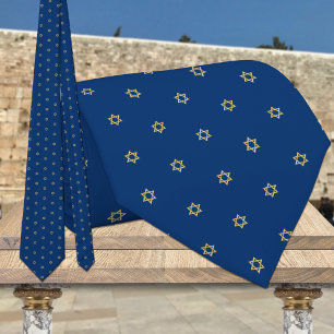 Gold Baby Star Of David Navy Blue Tie