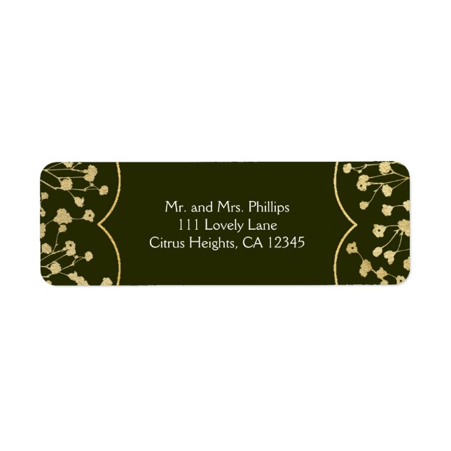 Gold Baby's Breath Floral Rustic Olive Green (Front)