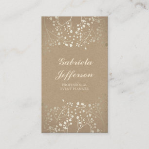 Gold Baby's Breath Kraft Style Elegant Business Card