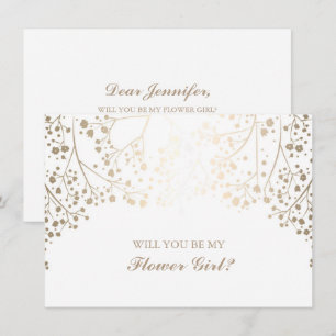Gold Baby's Breath Wedding Flower Girl Invitation