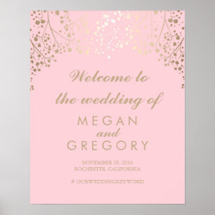 Gold Baby's Breath Wedding Welcome Sign Poster