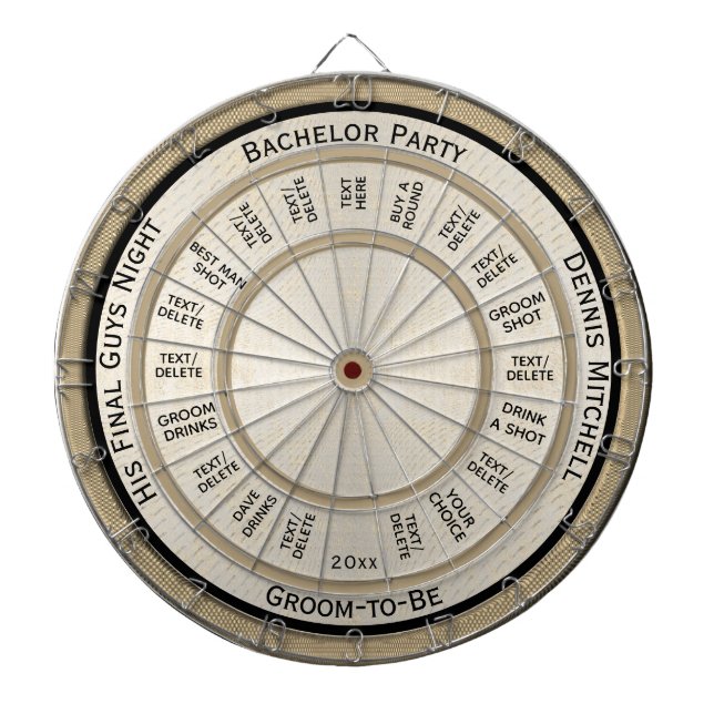 Gold Bachelor Party Regulation Dartboard (Front)