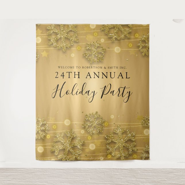 Gold Backdrop Corporate Elegant Winter Glam Tapestry (Front)
