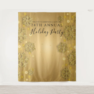 Gold Backdrop Corporate Holiday Party Winter Glam Tapestry