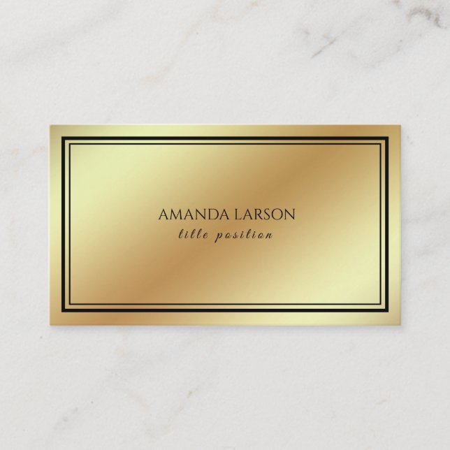 Gold Background And Black Frame Business Card (Front)