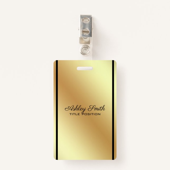 Gold Background Black Stripe Badge (Front with Clip)
