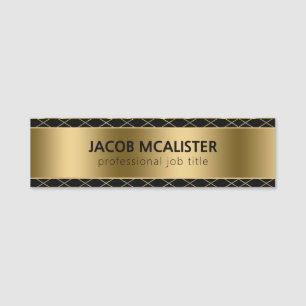 Gold Background & Crossed lines Name Tag