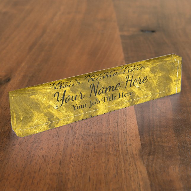 Gold Background - Customizable Desk Nameplate (Side)