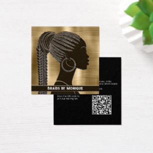Gold Background Hair Braider Business Card