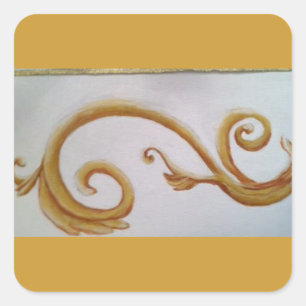 gold background scroll design by bbillips square sticker