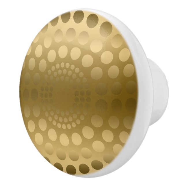 Gold Background With Gold Dots Circle Ceramic Knob (Right)