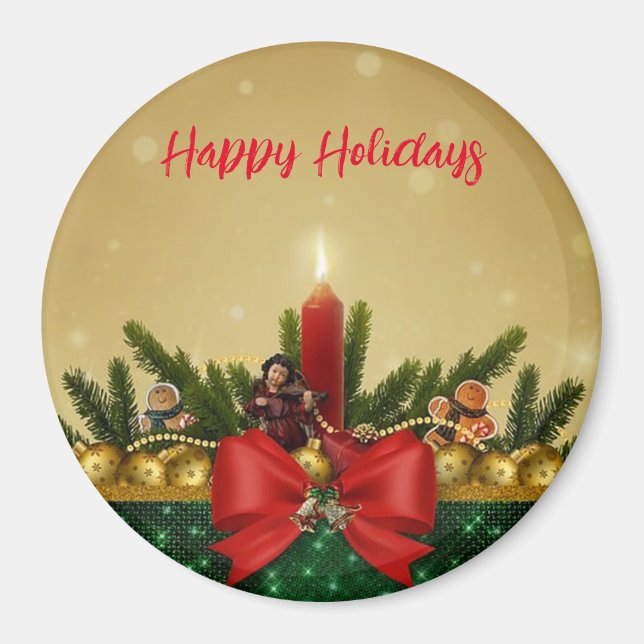  Gold Background with Pine Tree and Saint and Fat  Magnet (Front)