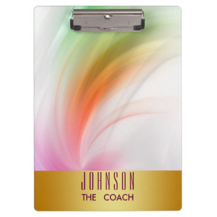 Gold Badge Rainbow Waves Painted Starburst Curves Clipboard