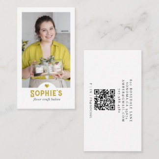 Gold Baker Pastry Chef Photo QR Code Business Card