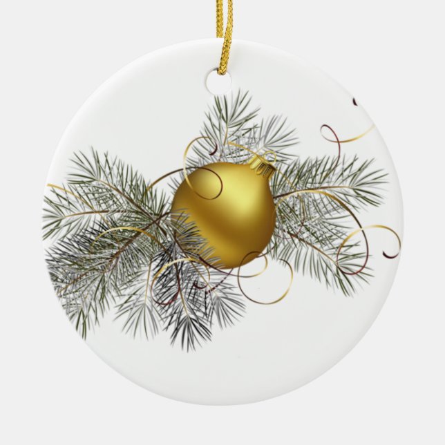 Gold Ball Ceramic Ornament (Front)