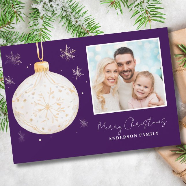 Gold Ball Photo Christmas  Holiday Card (Creator Uploaded)