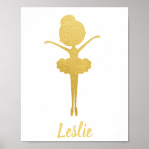 Gold Ballerina Personalized Nursery Poster