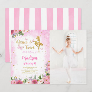 Gold Ballerina Photo Invitation 