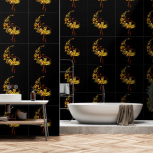 Gold Ballet Dancer Woman Custom Colour Black Wallpaper