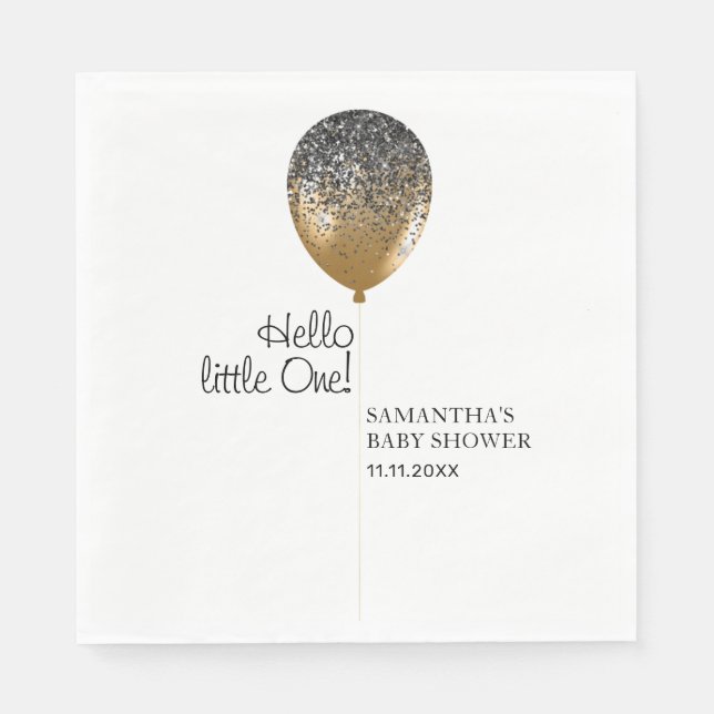 Gold Balloon Baby Shower Celebration Napkin (Front)