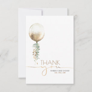 Gold Balloon Greenery Baby Shower Thank You Card