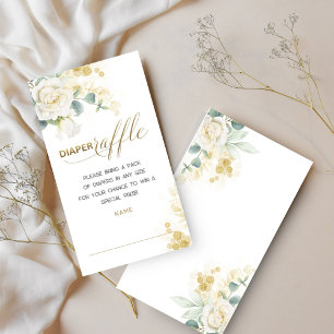 Gold Balloon Greenery Diaper Raffle Insert Card
