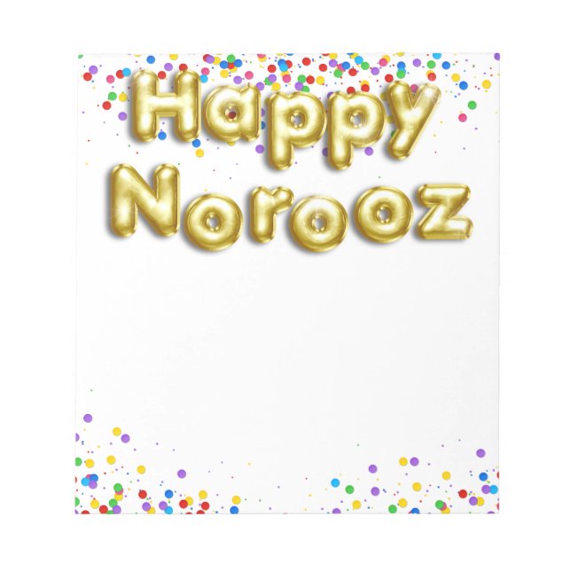 Gold Balloon Happy Norooz Persian New Year Notepad (Front)