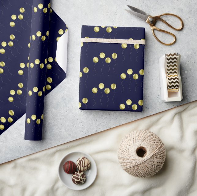 Gold balloon pattern minimalist birthday stylish wrapping paper (Crafts)