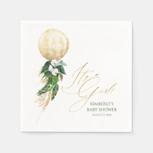 Gold Balloon Tropical Greenery Garland Baby Shower Napkin