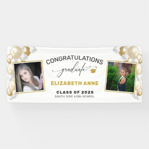Gold Balloons 2 Photos Congratulations Graduate Banner
