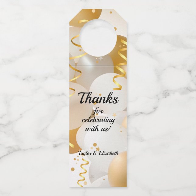 Gold Balloons Bottle Tag (Front)