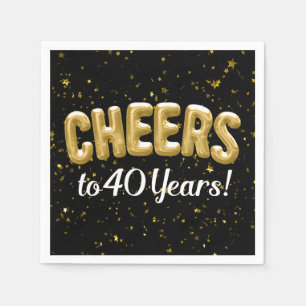 Gold Balloons Cheers to 40 Years 40th Birthday Napkin