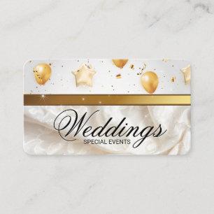 Gold Balloons Elegant Fabric Events Catering Business Card