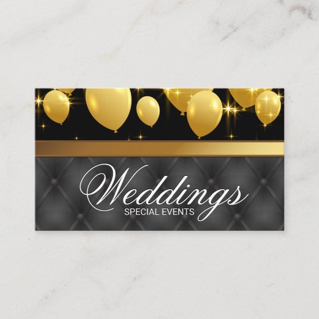 Gold Balloons Event Planner | Upholstery Business Card (Front)