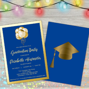 Gold Balloons on Blue Graduate Party 