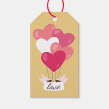 Gold Balloons Valentine's Tall Gift Tags