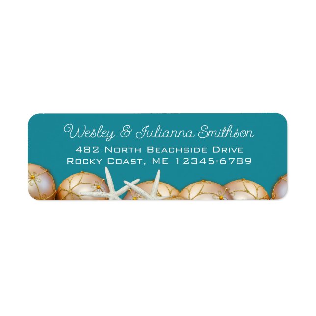 Gold Balls and Starfish Return Address Template (Front)
