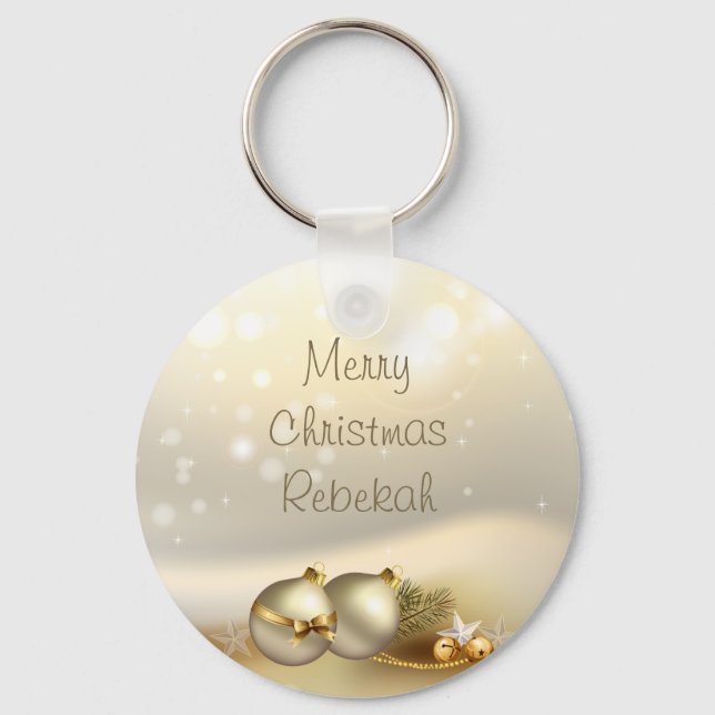 Gold Balls, Bells and Stars Keychain (Front)